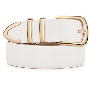 Women Leather Belt With Gold Buckle Ladies Fashion Faux Leather Waist Belt For🤘